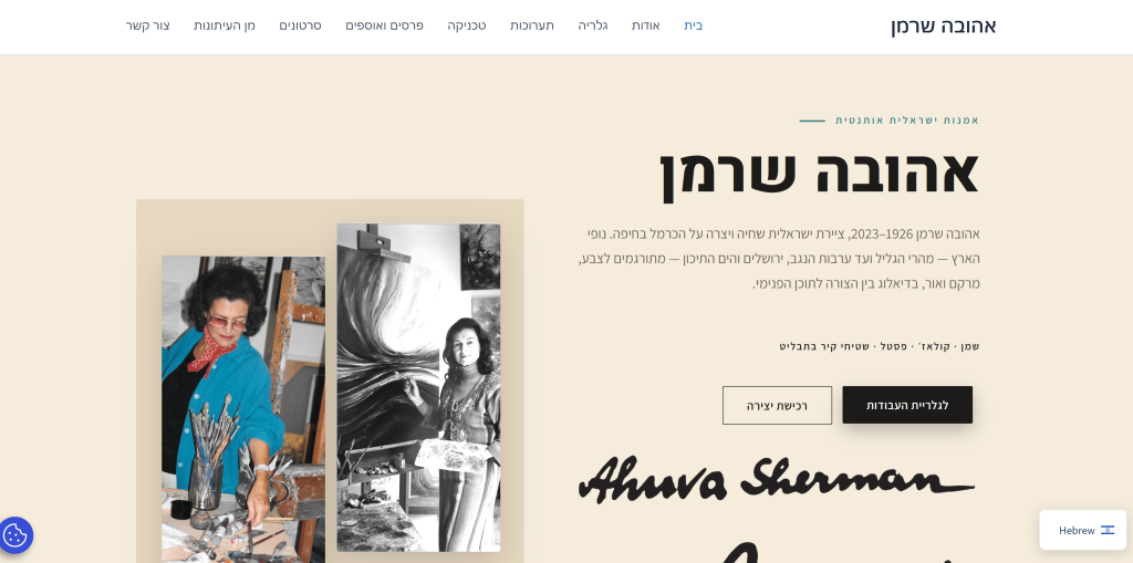 צילום מסך של האתר ahuvasherman.com